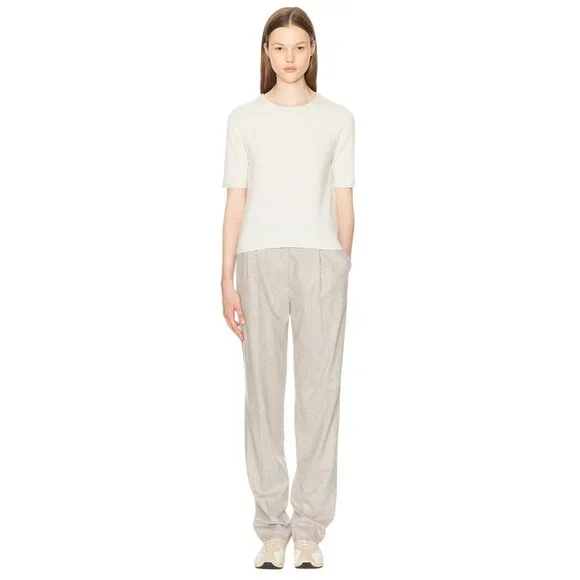 The Row Ipar Top in Pale Green Small Womens Cashmere SHort Sleeve Sweater - Picture 4 of 13